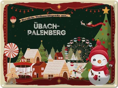 Obrázok produktu pre vianmo Plechový nápis 30x40 cm Weihnachten Grüße ÜBACH-PALENBERG