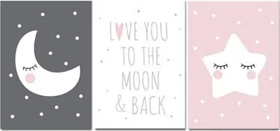 Produktbild von TPFLiving Kunstdruck LW-1001 (OHNE RAHMEN) Poster - Leinwand - Wandbild - Hochauflösender Giclée-Druck, langlebig und hochwertig - Love you to the moon and back Tiermotive für Kinderzimmer,  - Größe: 21x30cm