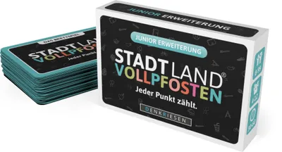 Produktbild von Stadt Land Vollpfosten® Das Brettspiel | Junior Erweiterung – "Jeder Punkt zählt."