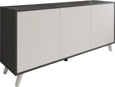 Produktbild von Kommode Dabaid, Wohnzimmerbuffet, Wohnzimmer-Sideboard, Moderne Küchen-Speisekammer, 154x40h72 cm, Anthrazit und Weiß