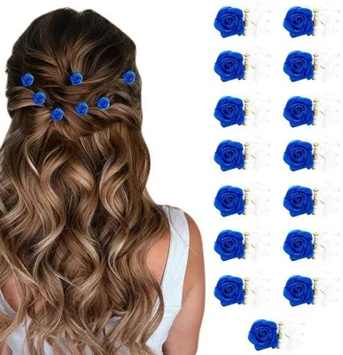 Produktbild von Beige Blumenhaarspangen, 15 Stück, kleine elegante Blüten für Hochzeiten, Frauen- und Mädchen-Haaraccessoires