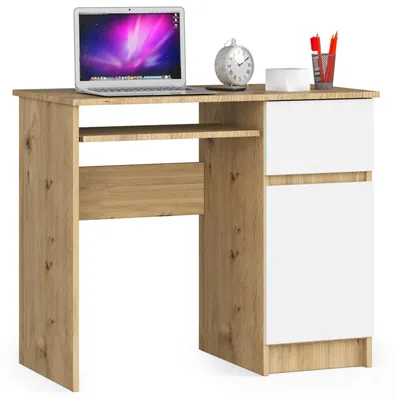 Immagine prodotto di Scrivania per computer da 90 cm | Scrivania | con cassetto porta tastiera e vano portaoggetti