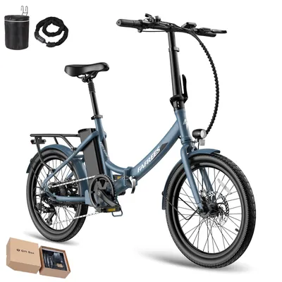 Produktbild von Faltrad mit Pedelec-Antrieb 20 Zoll 250W Shimano 7-Gang 36V 20Ah Akku 150km Reichweite IPX5, Blau