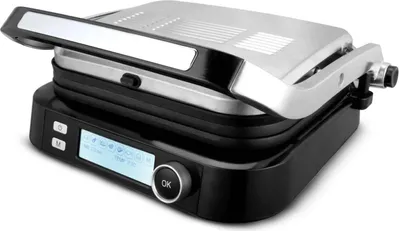 Produktbild von KLAMER Kontaktgrill, 7 Automatikprogramme, abnehmbare Platten, Antihaftbeschichtung, 2100W starker Plattengriller mit Cool-Touch-Griff, Schwarz & Edelstahl