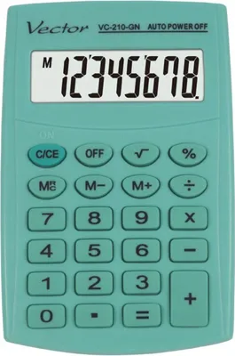 Produktbild von Vector KAV VC-210 GN Taschenrechner. 8-stellig. 64 x 98,5 mm. Hellgrün.