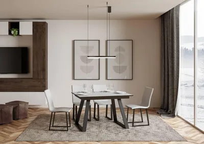 Zdjęcie produktu dla ITAMOBY - Stół rozkładany 120/180x90 cm Bernadette frassino biała rama i nogi antracytowe