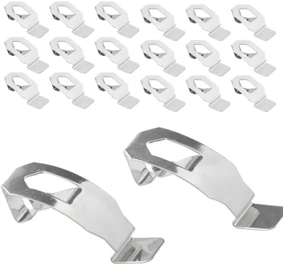 Produktbild von Set mit 18 Bilderrahmenclips, Aufhängesystemen für rahmenlose Bilderrahmen, Aufhängehaken, Klemmen für Bilderrahmen, Montagezubehör, Schwenkclips für Zuhause und Büro, zum Aufhängen von Fotos, Gemälden und anderen Bildern.