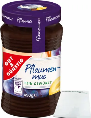Produktbild von Gut & Günstig Pflaumenmus fein gewürzt (450g Glas) + usy Block