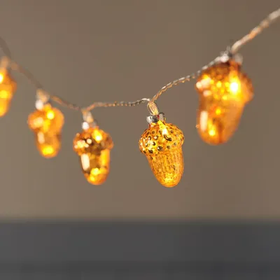 Lichtsnoer Glaseicheln 10 warmweiße LEDs 130 cm Timer