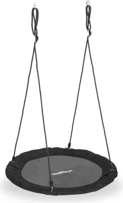 Immagine prodotto di Altalena a nido Relaxdays, rotonda, per bambini e adulti, regolabile, Ø 90 cm, altalena da giardino a piastra, fino a 100 kg, nera