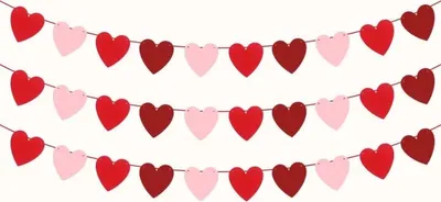 Produktbild von Jumada's – Valentinstag, Muttertag, Vatertag: Rotes/Rosa/Burgunderrotes Herz und Herzgirlande, Filzbanner, rotes Satinband, Flagge | Hochzeit, Geburt, Party, Geburtstag, Jahrestag, Hochzeit, Babyparty, Veranda-Dekoration, Weihnachten