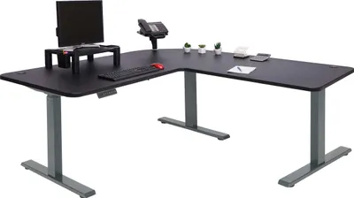 Produktbild von Eck-Schreibtisch MCW-D40, Computertisch elektrisch höhenverstellbar 178x178cm 84kg MVG  schwarz, anthrazit-grau