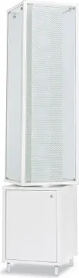 Produktbild von Drehvitrine DRM41184 - 41,7 x 41,7 x 184,6 cm, ohne Beleuchtung / Alu silber, Holz lichtgrau / mit Lochblechsäule