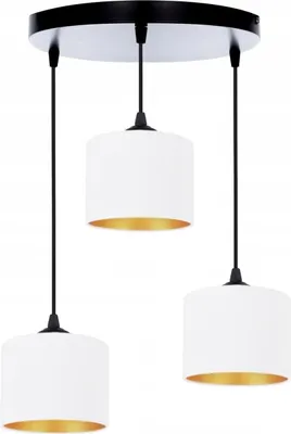Produktbild von FKL DESIGN Home Deco Deckenlampe Weiß Lampe Leuchte aus Velours Vintage Modern E27 Designerlauchte 3-flammig N230-ER3 (Weiß)