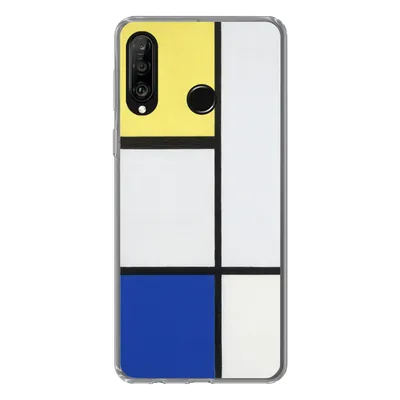 Produktbild von MuchoWow® Handyhülle Schutzhülle Hülle für Huawei P30 Lite Komposition mit Gelb, Blau und Schwarz - Piet Mondrian Silikon Softcase Handy Hülle - Handyhülle