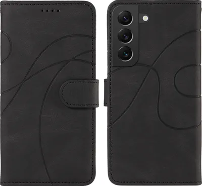 Produktbild von Brieftaschenetui für Samsung A05S, Klapphülle aus Leder mit Standfunktion, Farbe: Schwarz