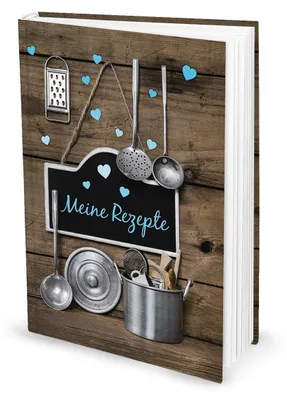 Produktbild von Kleines Kochbuch zum Selberschreiben Meine Rezepte braun türkis DIN A5 Hardcoverohne Metallecken