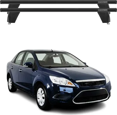Image de Menabo Barres de toit Transversales pour Ford Focus II 2004-2011 Alu Noir 2x ABE