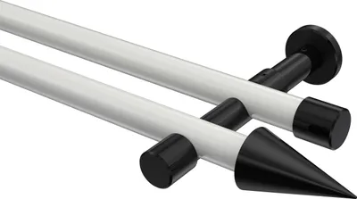 Produktbild von Interdeco Gardinenstange / Vorhangstange Weiß / Schwarz, Typ Prestige Savio (Kegel) ohne Ringe, 20 mm Ø 2-läufig, 160 cm