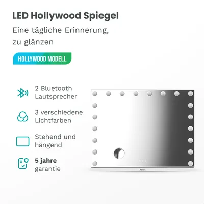 Produktbild von Mirlux Make Up Hollywood-Spiegel mit Beleuchtung - Weiß - NoStrobe Technologie - 80x60cm