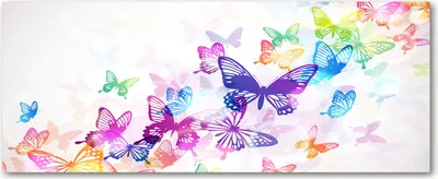 Produktbild von Tulup® Glas-Bild Wandbild aus Glas - 125x50 - Wandkunst - Wandbild hinter gehärtetem Sicherheitsglas - Dekorative Wand für Küche & Wohnzimmer - Tiere - Bunte Schmetterlinge - Mehrfarbig