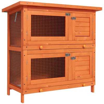 Produktbild von Kleintierstall 2 Ebenen wetterbeständig Tannenholz Grün + Natur