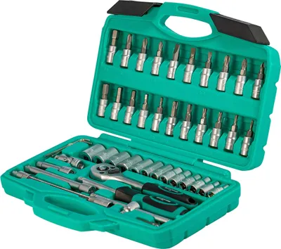 Immagine prodotto di Set cricchetti e bussole da 46 pezzi | WIESEMANN 80089 | lega acciaio in cromo e vanadio | bussole e punte | 1/4’’ | avvitatore | adattatore | punte PH e PZ | valigetta per trasporto