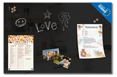 Produktbild von banjado Magnettafel aus Glas, beschreibbar, 60x40cm groß, ESG Sicherheitsglas mit Motiv Tiefschwarz [MTGQ1-0023]