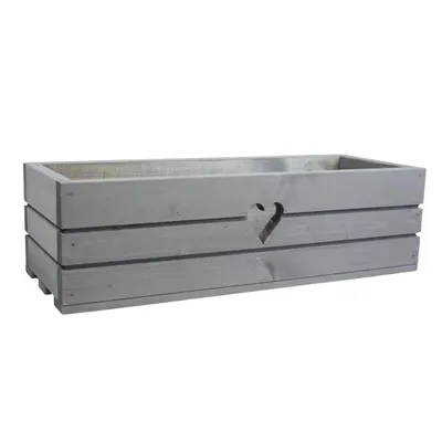 Obrázok produktu pre Drevený kvetináč z masívneho dreva v tvare srdca – sivý, 50 cm