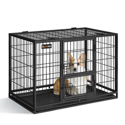 Produktbild von FEANDREA Hundekäfig, 92,5 x 57,5 x 64 cm, mit 2 Türen, schwarz PPDDE002B01