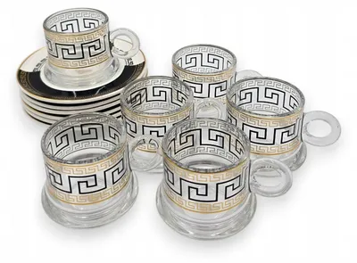Zdjęcie produktu dla Elegancki zestaw filiżanek ze spodkami - 6 sztuk