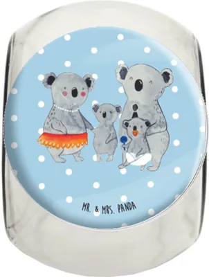 Produktbild von Mr. & Mrs. Panda Teedose Koala Familie L 870ml - Blau Pastell - Geschenk, Vorratsbehälter, Bruder, Aufbewahrungsdose, Family, Kinder, Süßigkeiten Glas, Vorratsglas