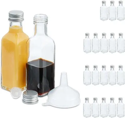 Productafbeelding van Set van 20 Mini Glazen Flessen van 100 ml met Schroefdop
