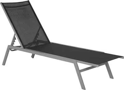 Produktbild von BELIANI Gartenliege schwarz Stahl Mesh verstellbare Rückenlehne modern