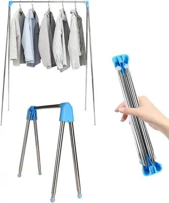 Produktbild von Wäscheständer - mit Stange - Klappbarer Wäscheständer - Extra großer Wäscheständer - Extra stabil und leicht - Geeignet für Reisen - Faltbarer Wäscheständer - Mini - 135*90*73cm - Stehender Wäscheständer - Wäscheturm - Wäscheständer -