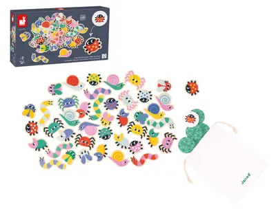 Immagine prodotto di Janod Pedagogia - Gioco di ricerca in legno "Gli animaletti del giardino", 84 pezzi