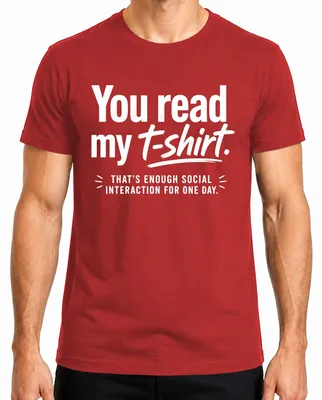 Immagine prodotto di T-shirt da uomo "Abbastanza interazione sociale per oggi", marca Lustig, colore rosso, taglia 3XL