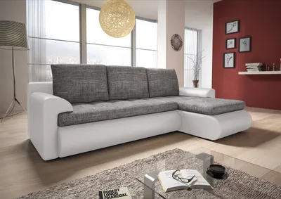 Produktbild von Ecksofa Santi - Polsterecke L-Form, Schlafsofa mit Bettkasten, Sofa mit Schlaffunktion, Couch (Weiß + Grau (Madryt 120 + Berlin 01), Ecksofa Rechts)