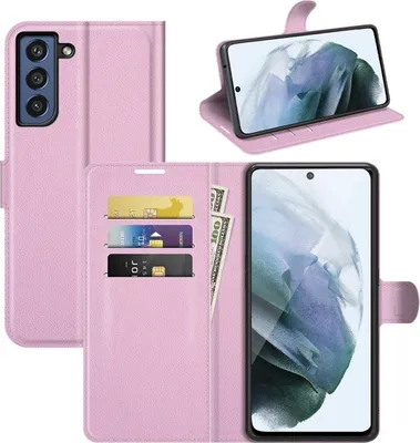 Produktbild von König Design Hülle kompatibel mit Samsung Galaxy S21 FE Kunstleder Handyhülle - Handy Case Rosa