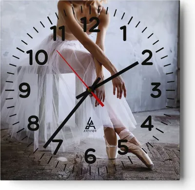 Produktbild von Wanduhr - Quadrat - Glasuhr - Ballerina Ballett Studio - 40x40cm - Schleichendes Uhrwerk - Lautlos - zum Aufhängen bereit - Dekoration Modern - Wanddekoration aus Glas - C4AC40x40-4970