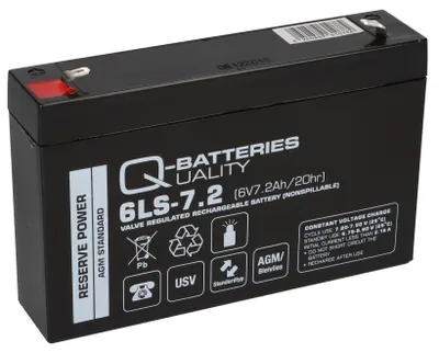 Image de Q-Batteries 6LS-7.2 6V 7,2Ah Blei-Vlies Akku AGM VRLA