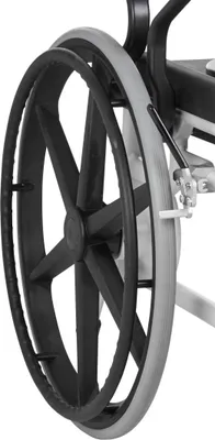 Produktbild von FabaCare Dusch- Toilettenrollstuhl Genf, 24 Zoll Räder, bis 130 kg, Germany, Premium Toilettenstuhl, Duschstuhl fahrbar, Rollstuhl mit WC Eimer, Grau-Blau