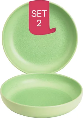 Produktbild von James Cooke Bliss tiefe Teller - 2er-Set, Steingut, Ø 22 cm, Hell grün, Seidenglanz