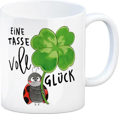 Produktbild von Marienkäfer Kaffeebecher mit Spruch Eine Tasse voll Glück