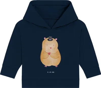 Produktbild von Mr. & Mrs. Panda Organic Baby Hoodie Hamster Hut 12. - 18. Monat - French Navy - Geschenk, Zwerghamster, Zylinder, Zauberer, Kapuzensweatshirt, Magier, Kapuzenshirt