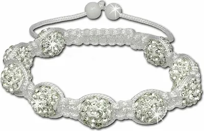 Image de SilberDream Bracelet Shamballa pour dames 18-23cm blanc 9 boules zirconium SDA930