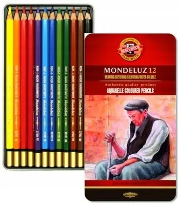 Produktbild von Koh-I-Noor Mondeluz Aquarellbuntstifte 12 Farben Metall-Etui