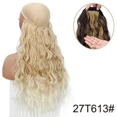 Produktbild von Synthetische Haarverlängerung - Halo Haarteil mit unsichtbarem Nylonfaden - 46 cm Glatt - One Piece - 100 g - Farbe 27T613