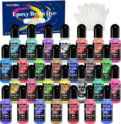 Imagen del producto de Pinturas pigmentadas para resina epoxi, 28 colores líquidos, 10 ml por color, para joyería hecha a mano y manualidades
