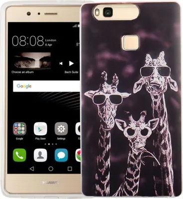 Produktbild von Handy Hülle für Huawei P9 Cover Case Schutz Tasche Motiv Slim Silikon TPU 3 Giraffen
